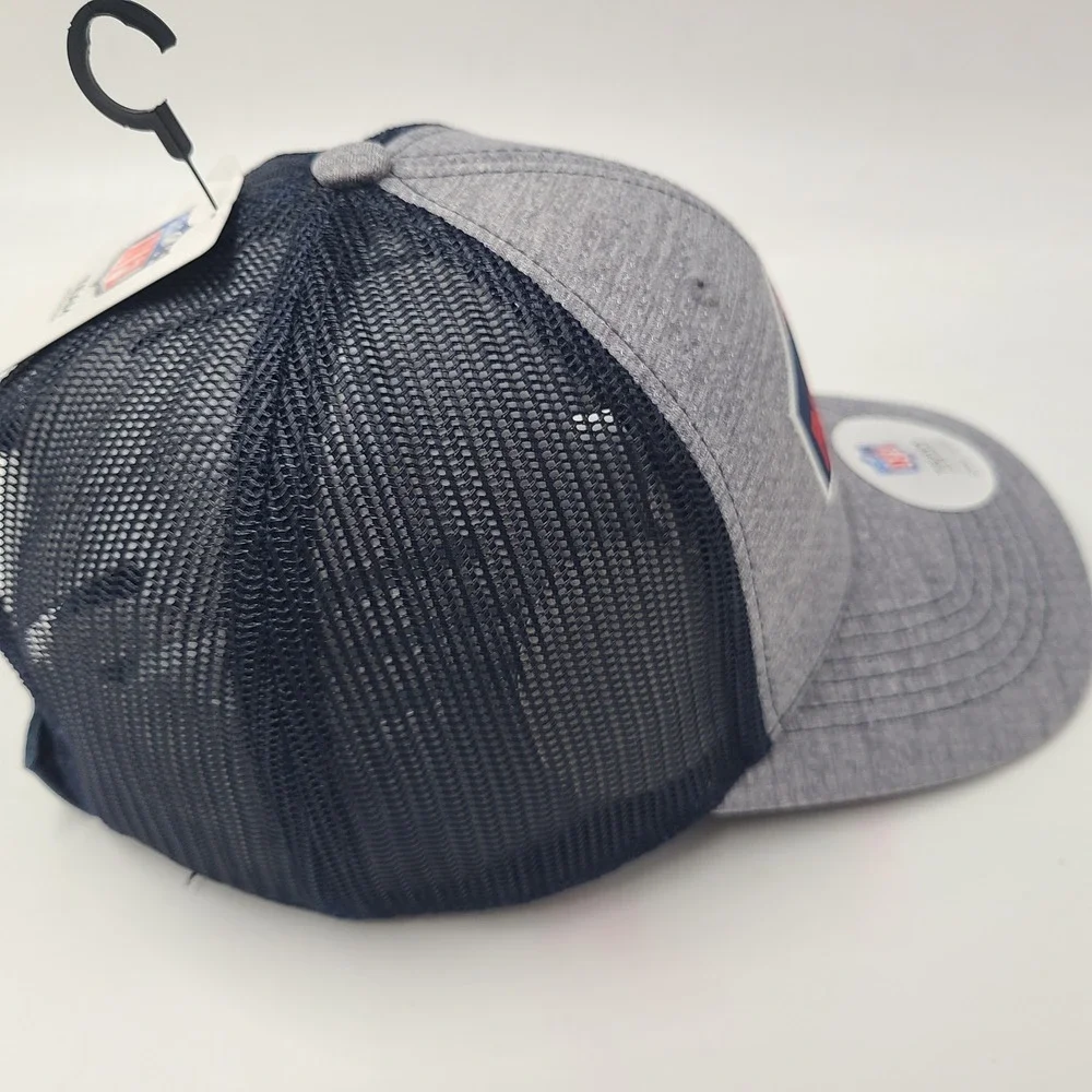 New England Patriots Hat Adjustable Trucker Mesh NFL Team Apparel Gray Blue Men